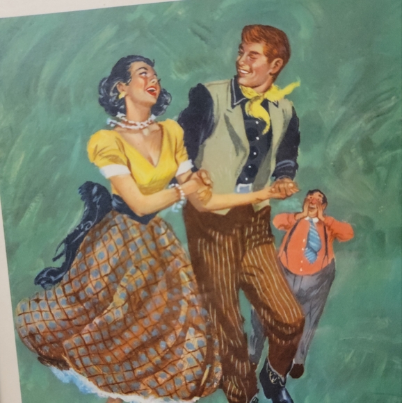 Argosy Square Dancing Couples Framed Art Prints Casey Jones Vintage - Picture 6 of 14